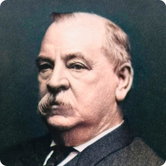 Colorized portrait of from Grover Cleveland