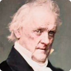 Colorized portrait of James Buchanan from a Mathew Brady photograph