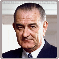 Photo portrait of President Lyndon B. Johnson in the Oval Office..