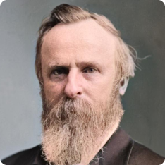 Colorized portrait of Rutherford Hayes from a Mathew Brady photograph