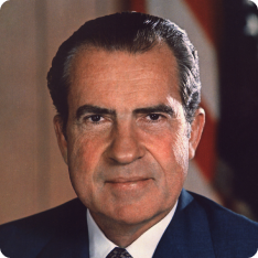 Richard Nixon's presidential portrait. Retouched 2022