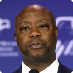 U.S. Senator Tim Scott speaking with attendees at the Republican...