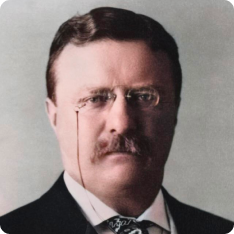 Colorized portrait of Theodore Roosevelt