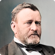 Colorized portrait of Ulysses Grant from a Mathew Brady photograph