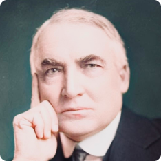 Colorized portrait of Warren Harding