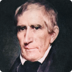 Colorized portrait of William Henry Harrison