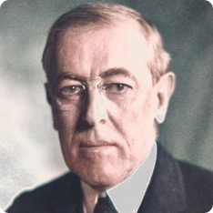 Colorized portrait of Thomas Woodrow Wilson